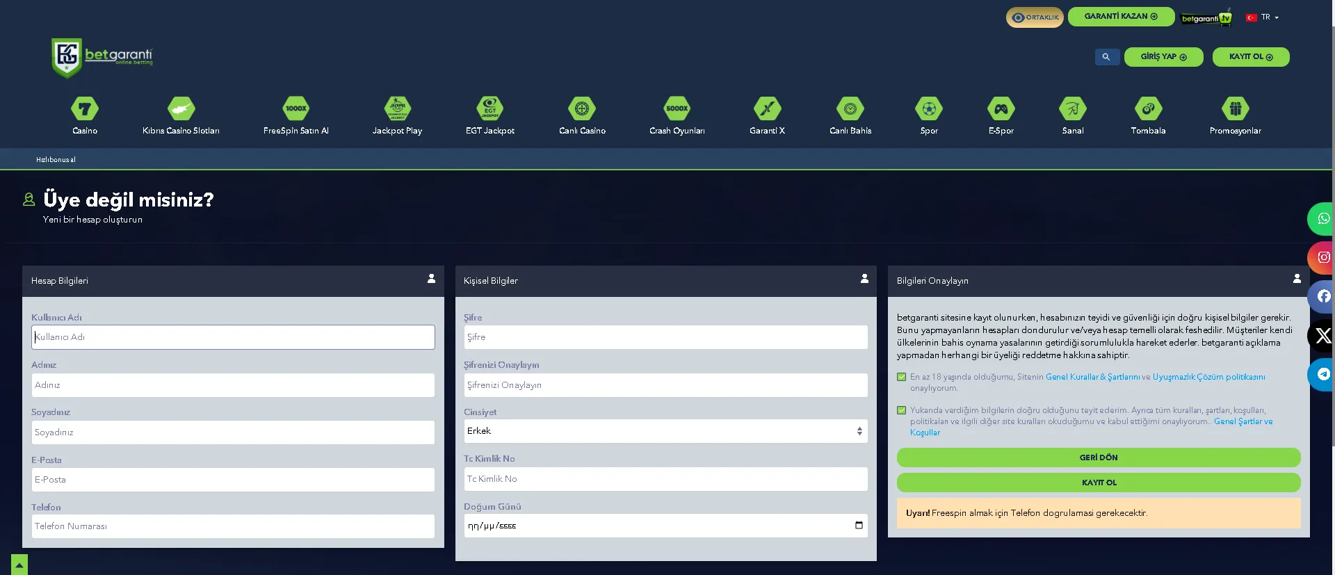 BetGaranti kayıt süreci — üyelik ve doğrulama adımları BetGaranti kayıt süreci